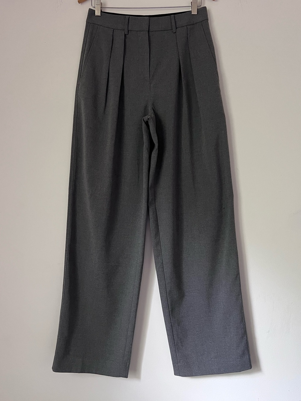 Proenza Schouler White Label Eleanor Wide-Leg Pleated Trousers Grey 4